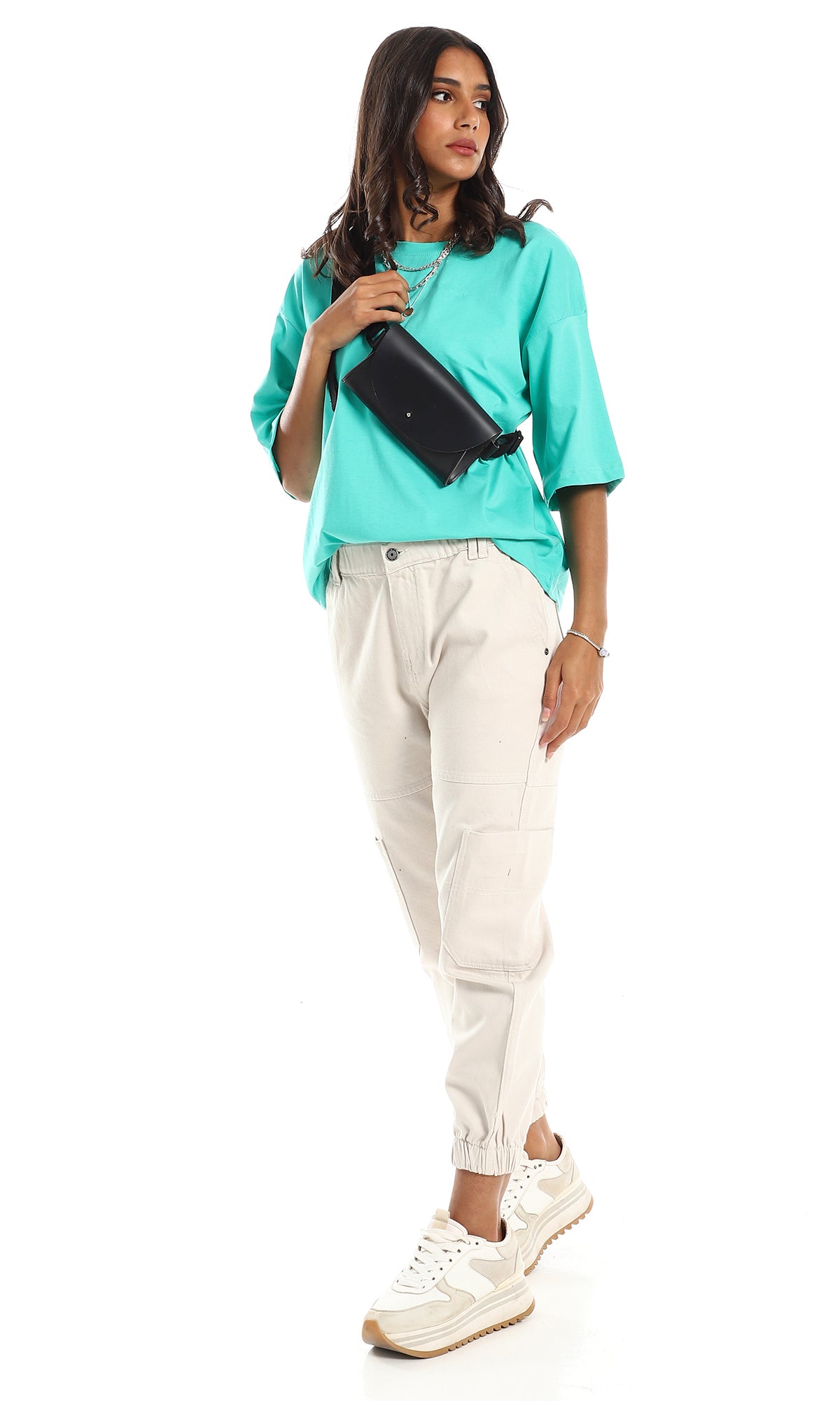 Mint Green Relaxed Oversized Cotton Tee - 98834