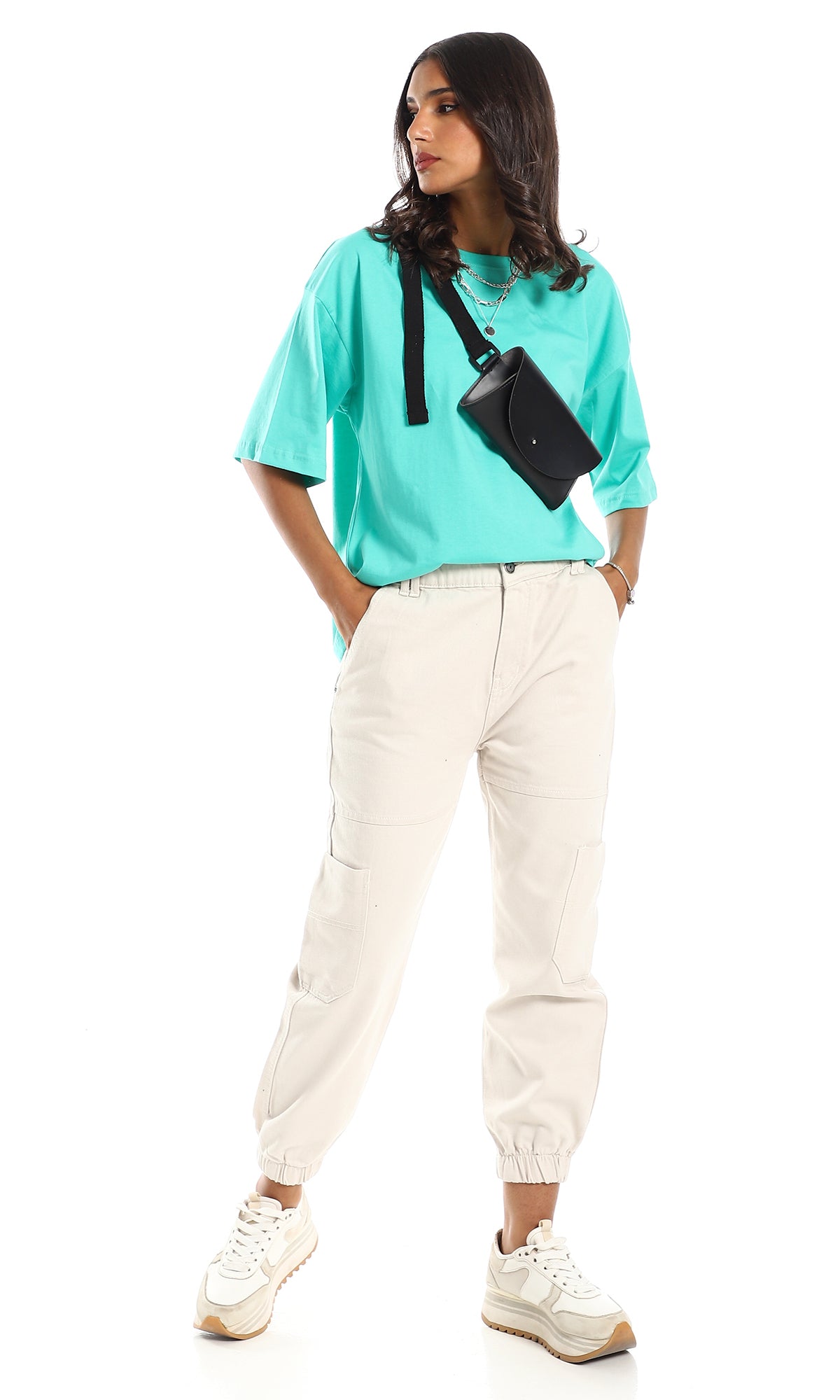 Mint Green Relaxed Oversized Cotton Tee - 98834