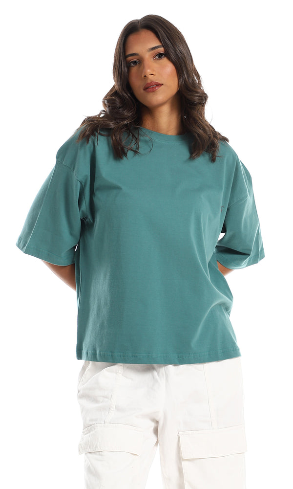 تي شيرت صيفي سادة قطن سهل الإرتداء - أخضر