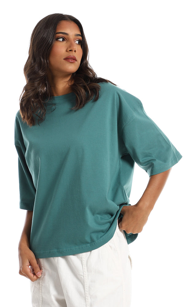 تي شيرت صيفي سادة قطن سهل الإرتداء - أخضر