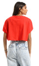 توب أساسى قصير بقصة واسعة وياقة مستديرة أحمر