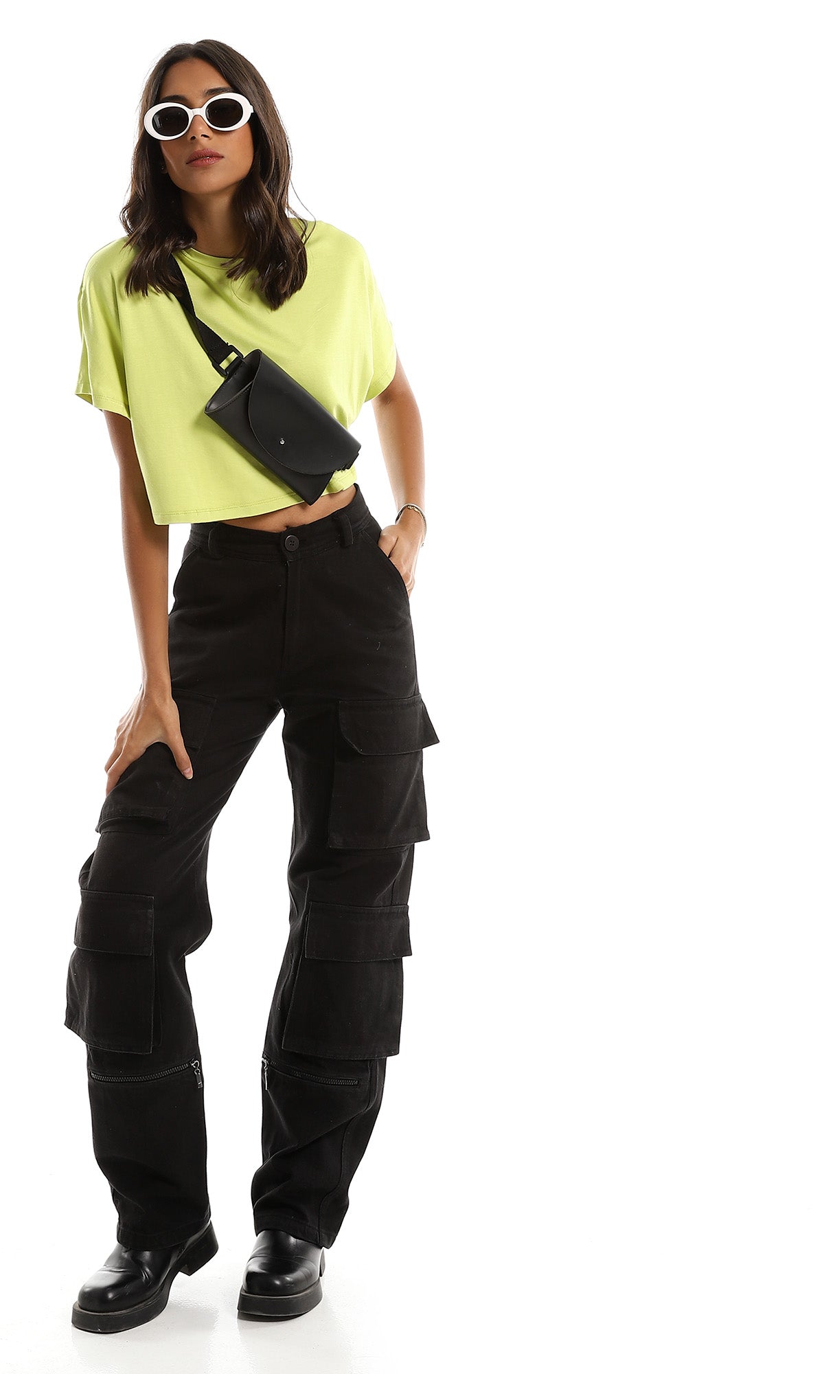 Lime Punch Relaxed Fit Cropped Tee - 98845