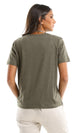 تي شيرت للإرتداء اليومي بياقة مستديرة سهل الإرتداء - نمط هيذر زيتي