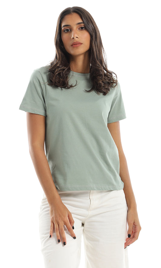 98854 Plain Basic Short Sleeves Mint Green Tee