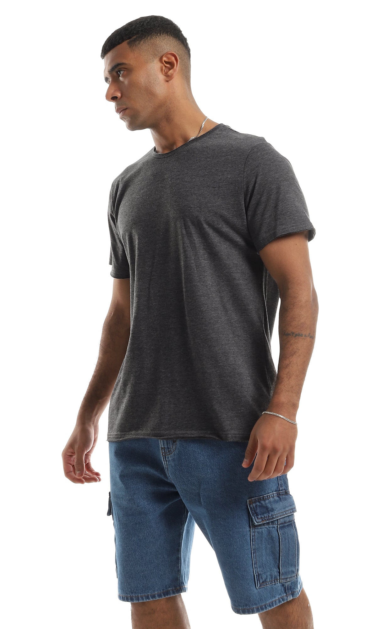 98912 Heather Charcoal Short Sleeves Pure Cotton T-Shirt