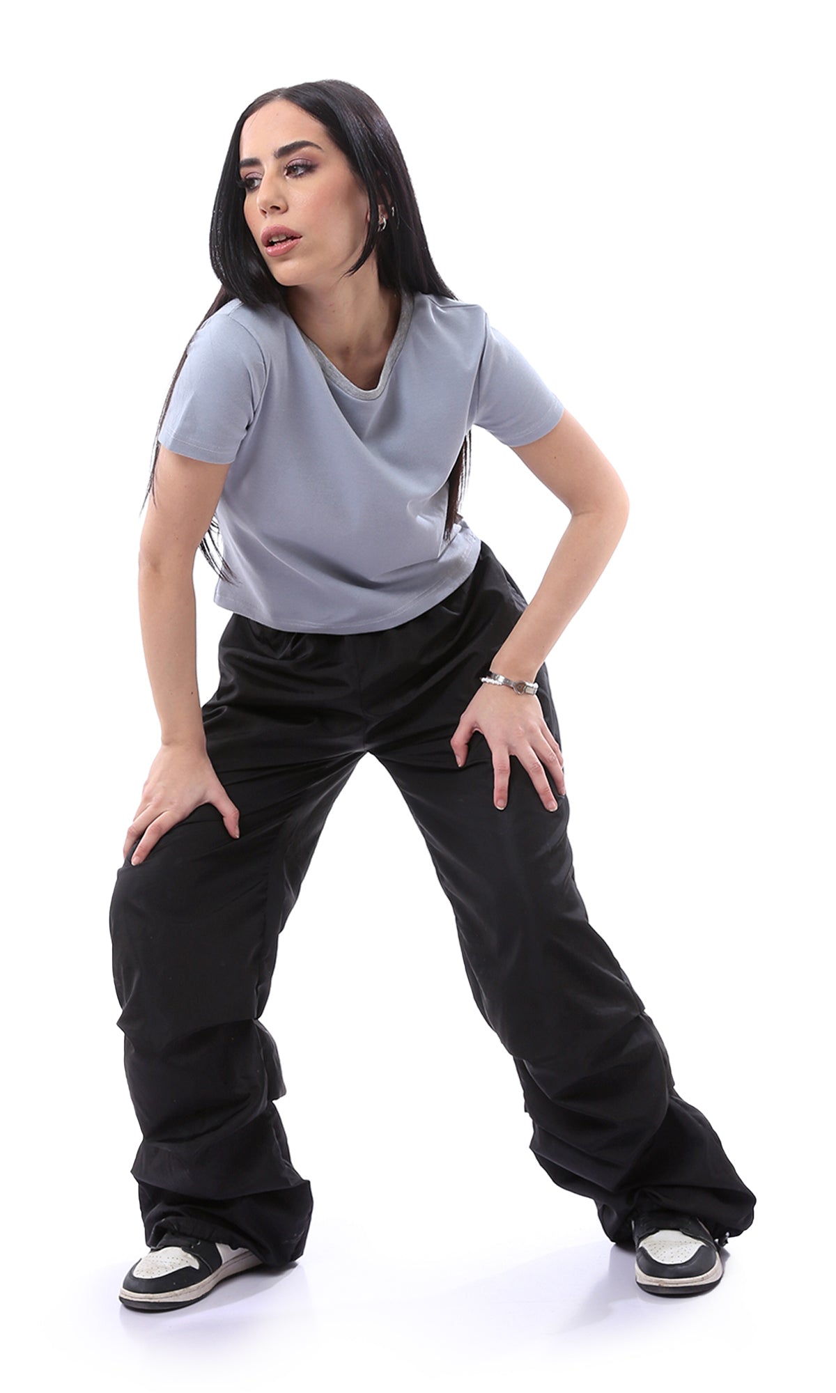Minimalist Contrast Ribbed Neck Short Sleeve Tee - 99001