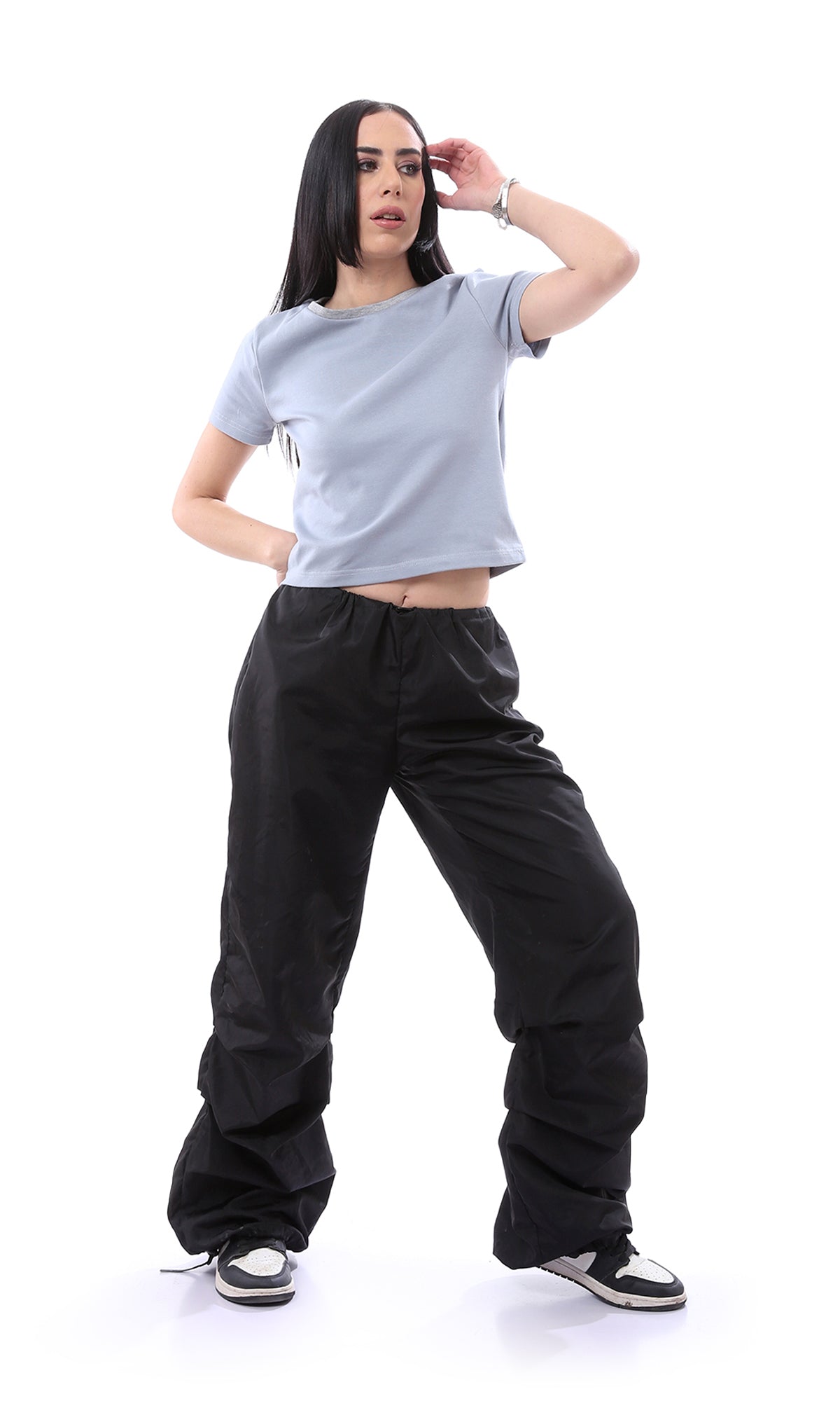 Minimalist Contrast Ribbed Neck Short Sleeve Tee - 99001