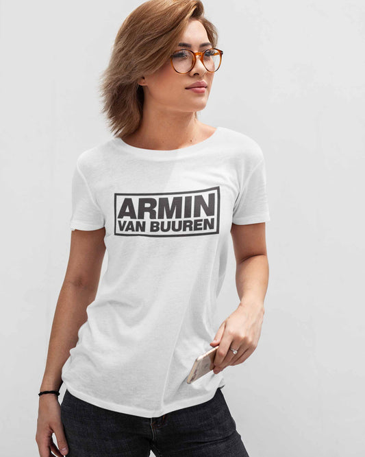 Armin Van Buuren - تيشيرت ديجيتال غرافيك أساسي أبيض