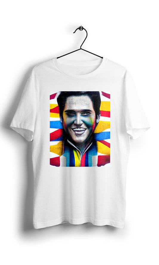 Smiley Elvis Presley in Eduardo Kobra street style  -Digital Graphics Basic T-shirt White