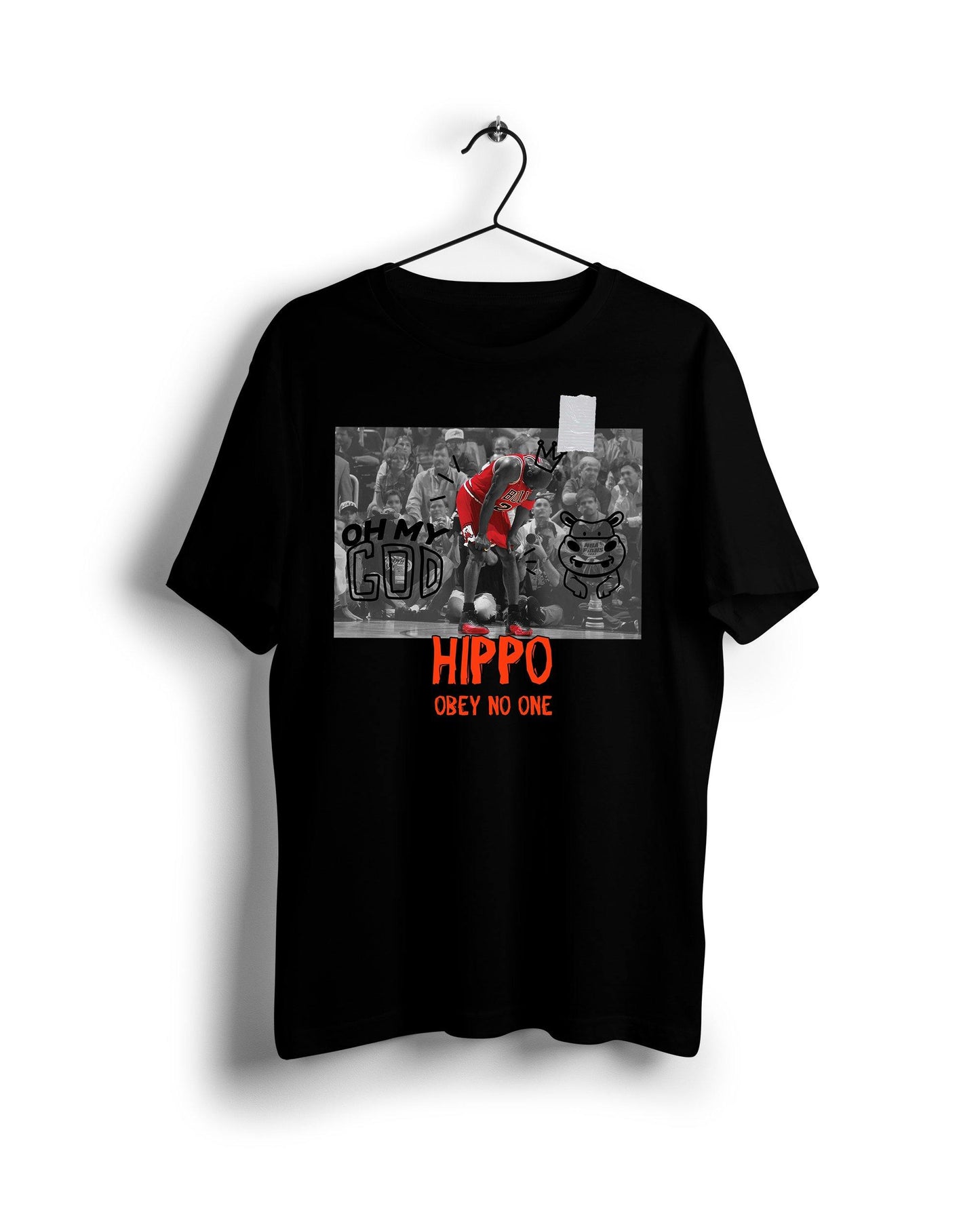 Jordan Hippo Throwback - Digital Graphics Basic T-shirt Black - Ravin 