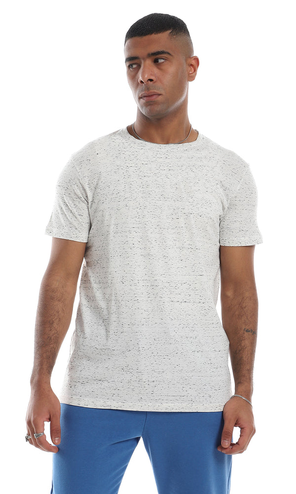 O164010 Short Sleeves Round Basic Heather Off White T-Shirt