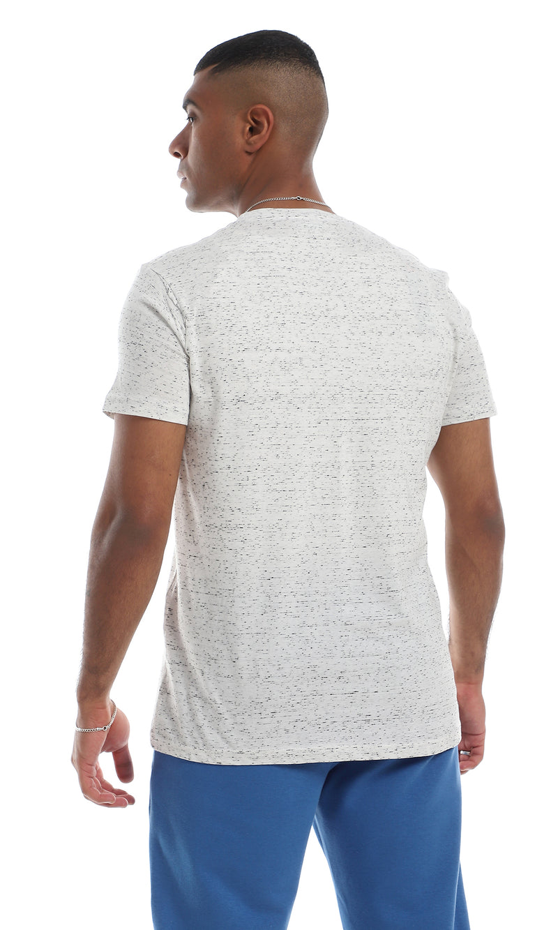 O164010 Short Sleeves Round Basic Heather Off White T-Shirt