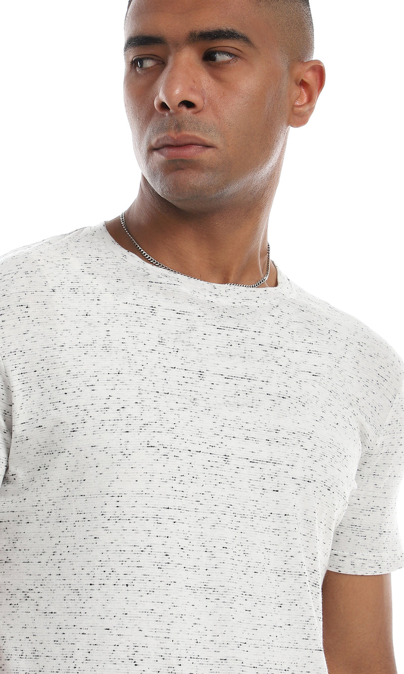 O164010 Short Sleeves Round Basic Heather Off White T-Shirt