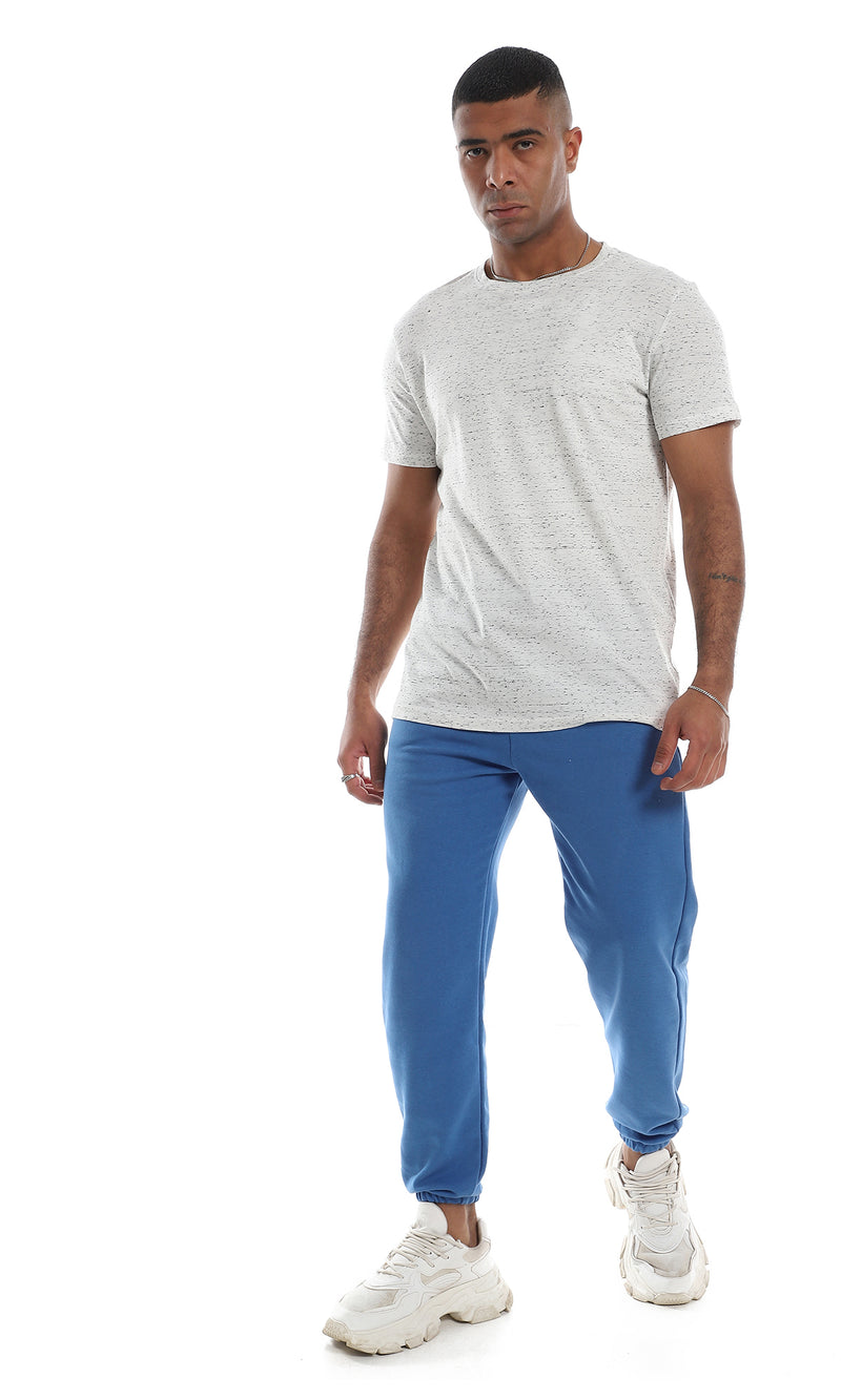 O164010 Short Sleeves Round Basic Heather Off White T-Shirt