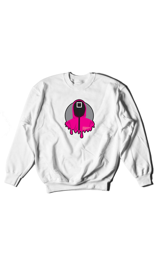 Squid Game Square Masked Soldier - Digital Graphics Basic Sweat Shirt White
