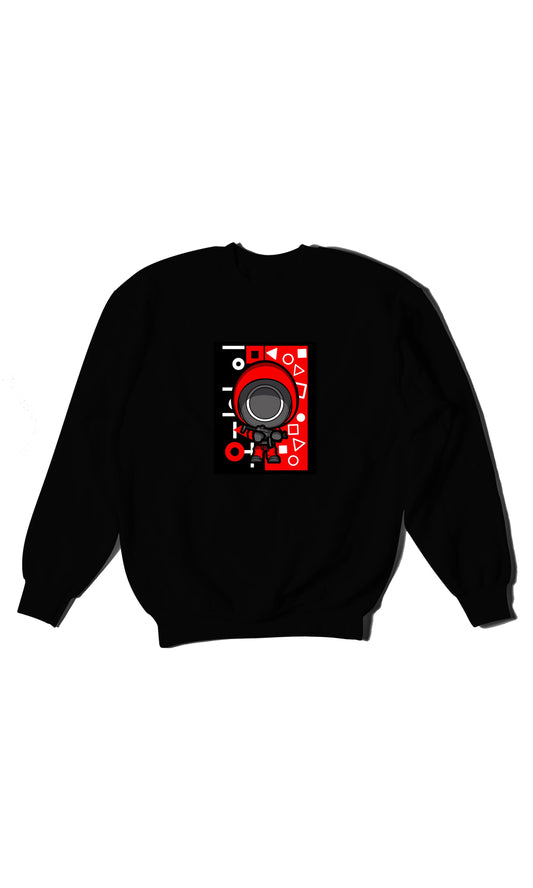 Squid Game Cartoon Circle Soldier - Digital Graphics Basic Sweat Shirt Black