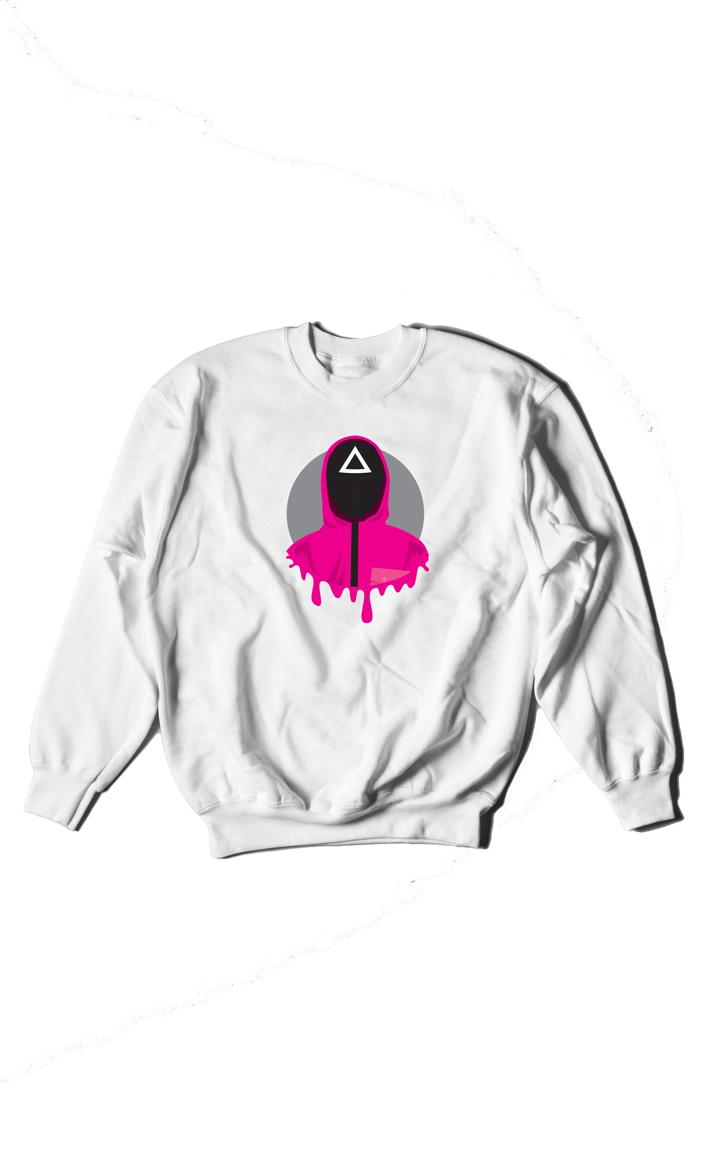 Squid Game Triangle Masked Soldier - Digital Graphics Basic Sweat Shirt White