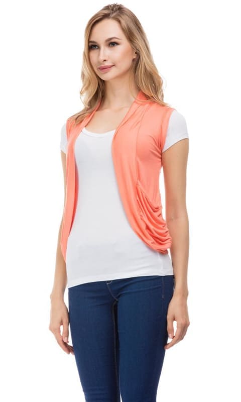 Back Lace Cardigan - Orange - women vests & cardigans