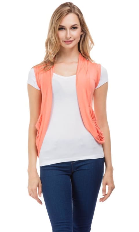 Back Lace Cardigan - Orange - women vests & cardigans