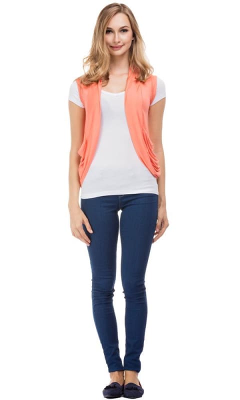Back Lace Cardigan - Orange - women vests & cardigans