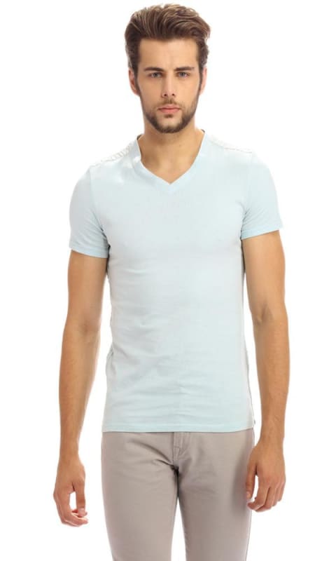 Basic V-Neck T-Shirt - Baby Blue - male t-shirts