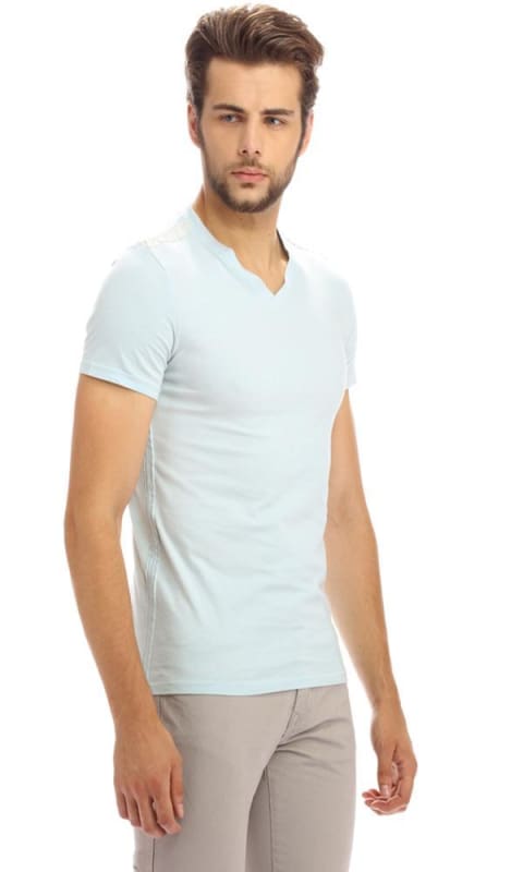 Basic V-Neck T-Shirt - Baby Blue - male t-shirts