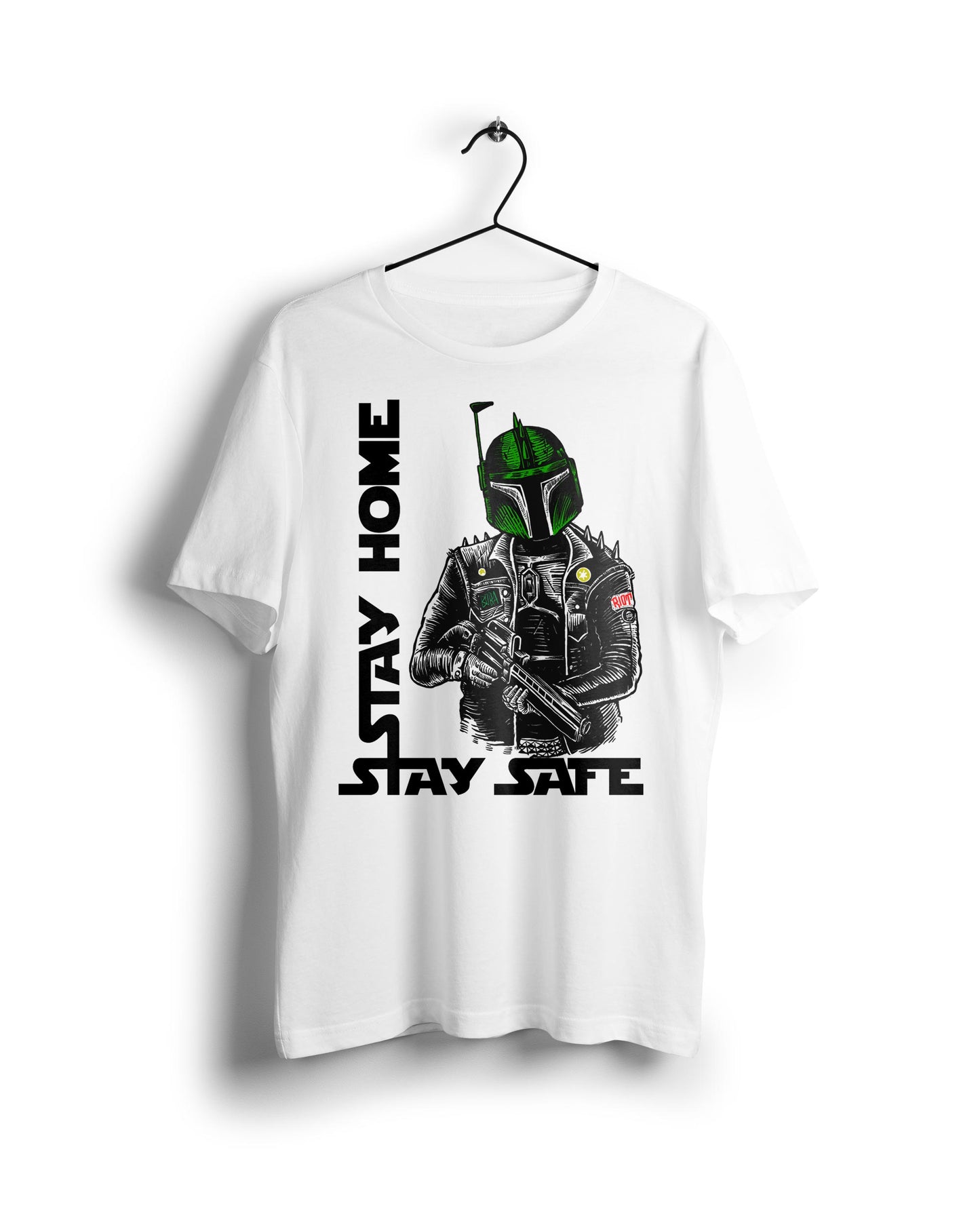 Boba STar wars fighting corona - Digital Graphics Basic T-shirt White - Ravin 