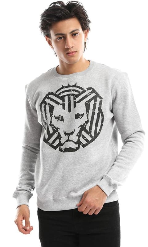 CairoKee Collection Casual Printed Grey Sweatshirt - male hoodies & sweatshirts