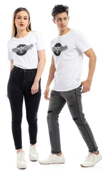 CairoKee Collection Printed Eagle Elegant Slip On White T-shirt - male t-shirts