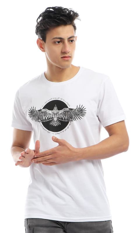 CairoKee Collection Printed Eagle Elegant Slip On White T-shirt - male t-shirts