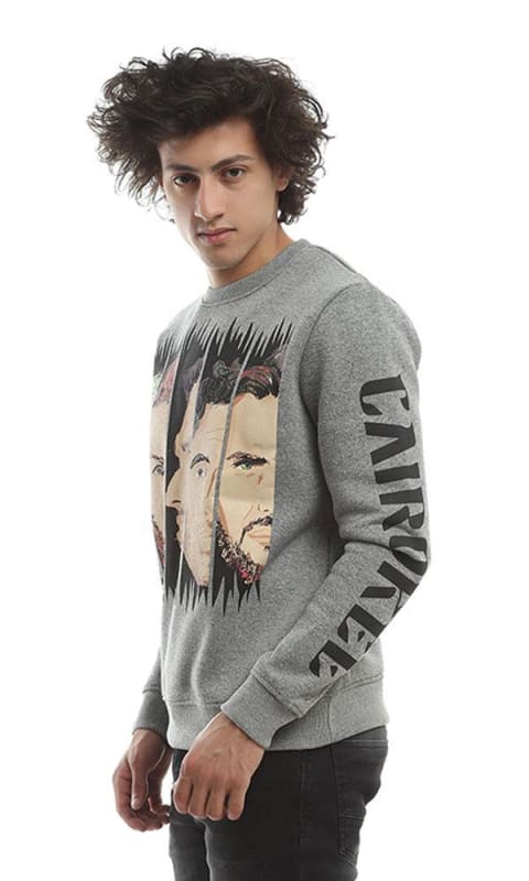 CairoKee Collection Printed Sweatshirt - Dark Grey - male hoodies & sweatshirts