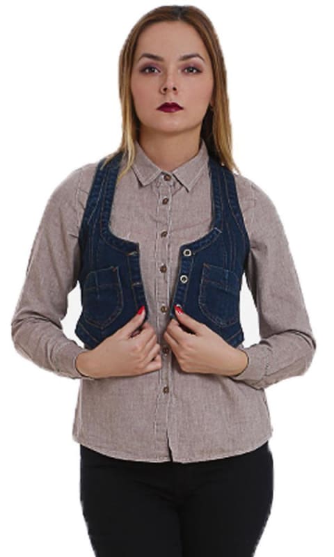 Denim Vest Blue - women vests & cardigans