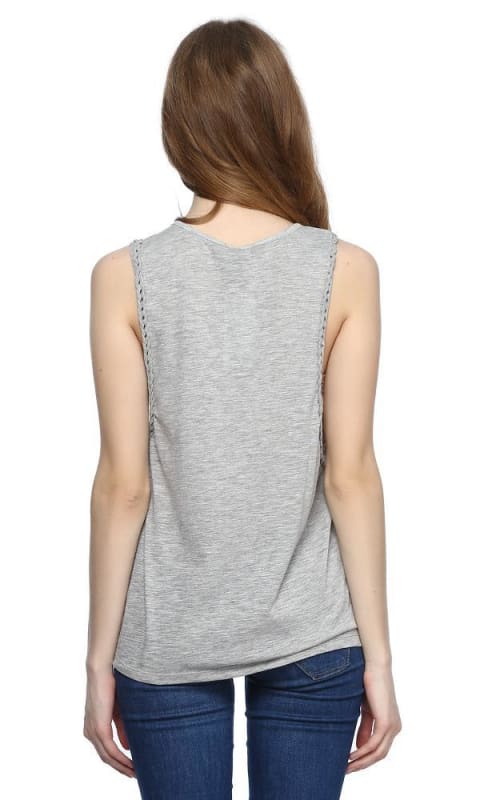 Drop Armhole Tank Top - Heather Grey - women tops