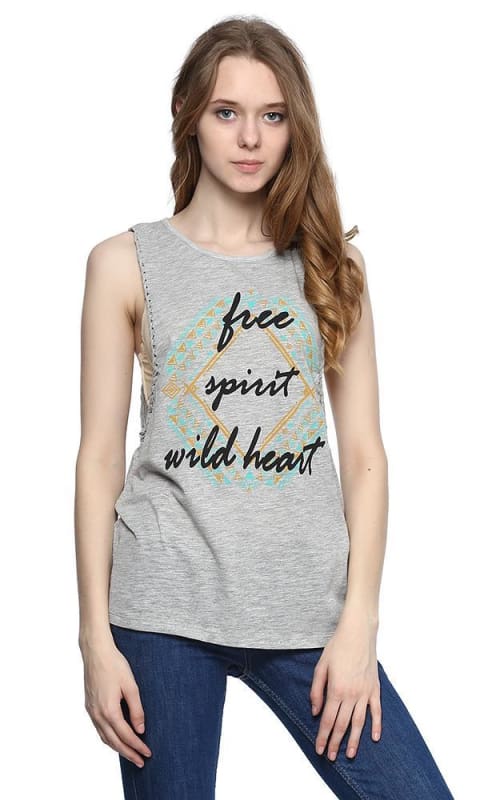 Drop Armhole Tank Top - Heather Grey - women tops
