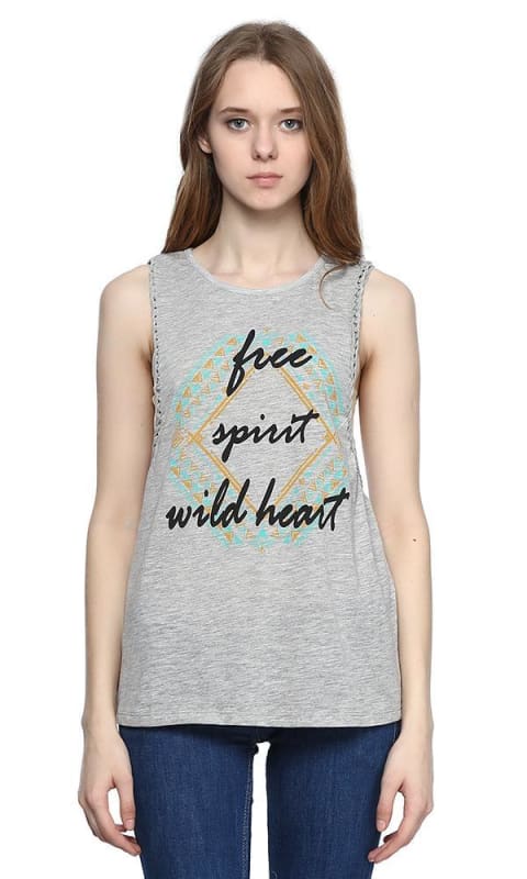 Drop Armhole Tank Top - Heather Grey - women tops