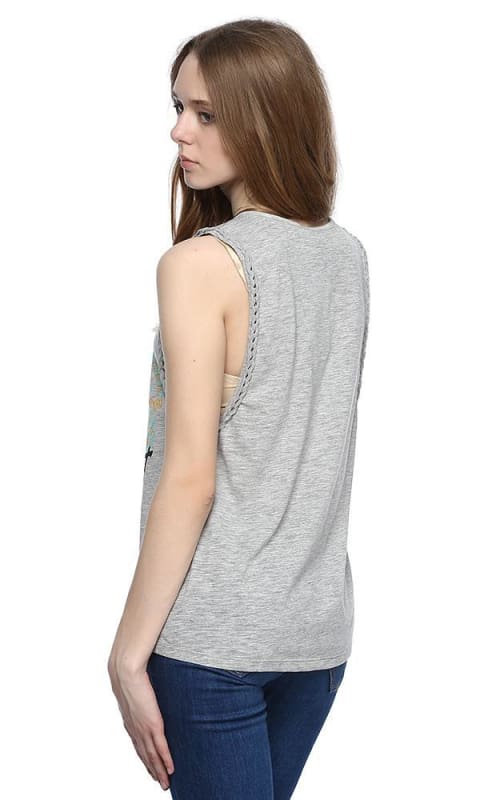 Drop Armhole Tank Top - Heather Grey - women tops