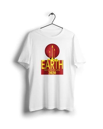Earth New Home For Aliens - Digital Graphics Basic T-shirt White - NAV
