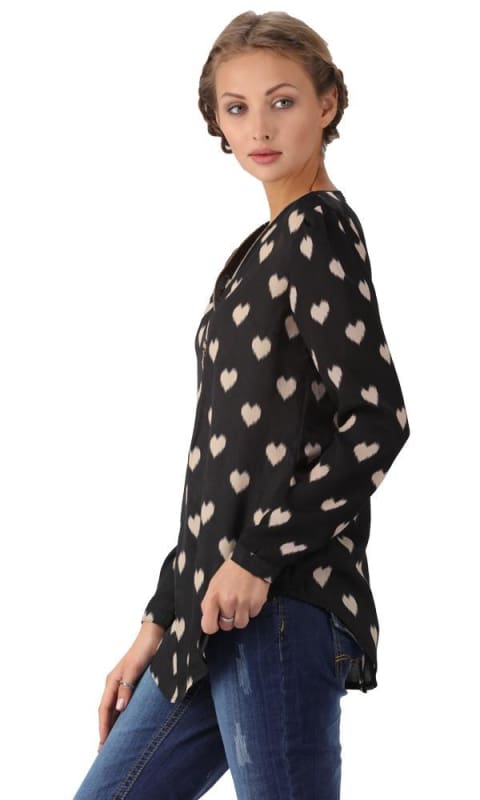 Embellishment Placket Top - Black - women shirts & blouses