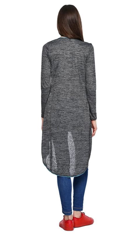 Embroidered Tunic - Heather Black - women t-shirts