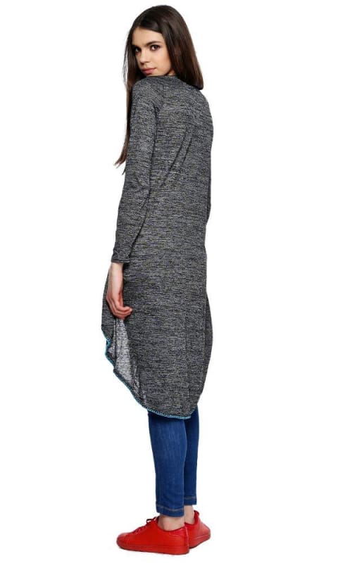 Embroidered Tunic - Heather Black - women t-shirts