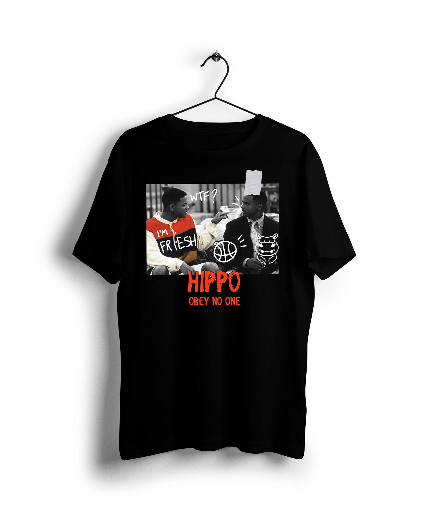 Fresh Prince Hippo Throwback - Digital Graphics Basic T-shirt Black - Ravin 