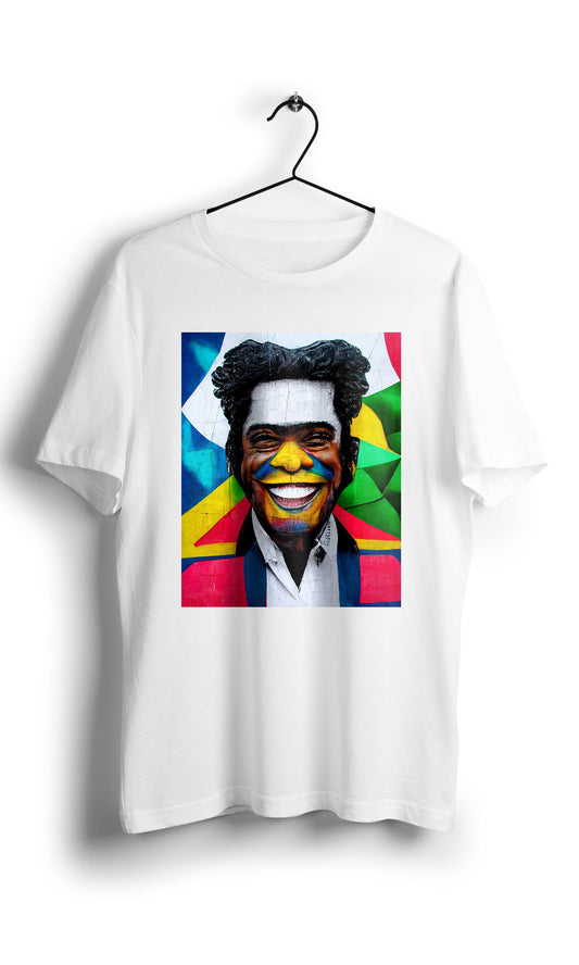 Smiley James brown in Eduardo Kobra street style  -Digital Graphics Basic T-shirt White