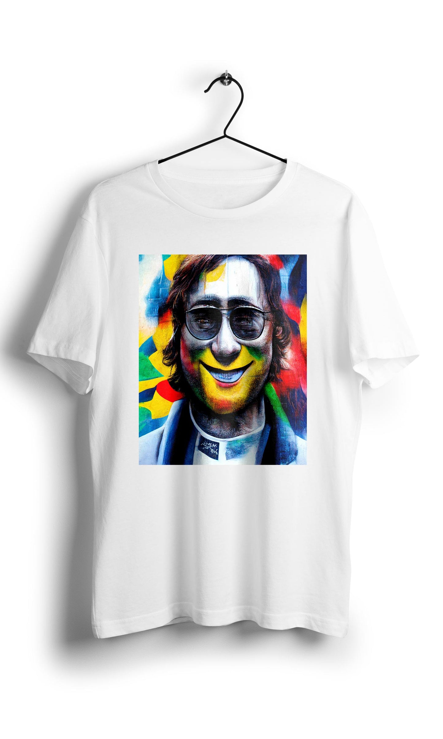 Smiley John Lennon in Eduardo Kobra street style -Digital Graphics Basic T-shirt White