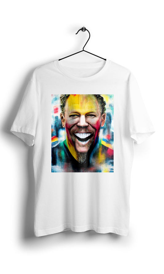 Smiley James Hetfield in Eduardo Kobra street style  -Digital Graphics Basic T-shirt White