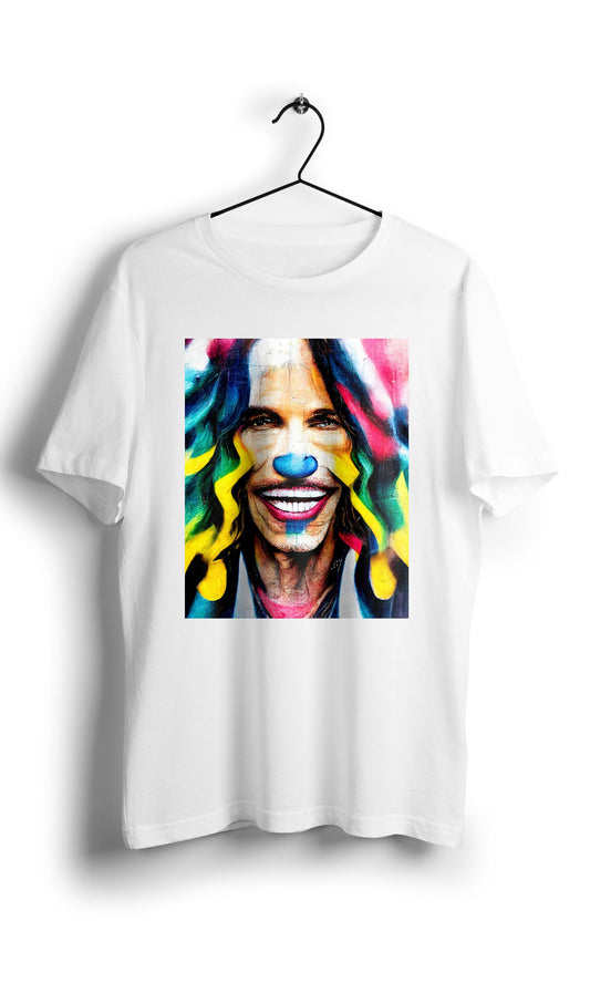 Smiley Steven Tyler in Eduardo Kobra street style -Digital Graphics Basic T-shirt White