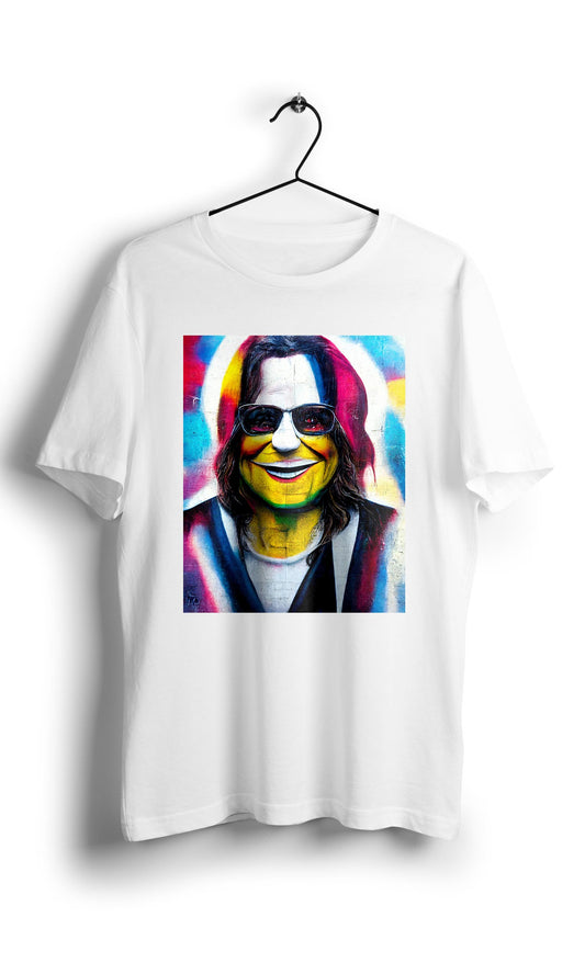 Smiley Ozzy Osbourne in Eduardo Kobra street style -Digital Graphics Basic T-shirt White