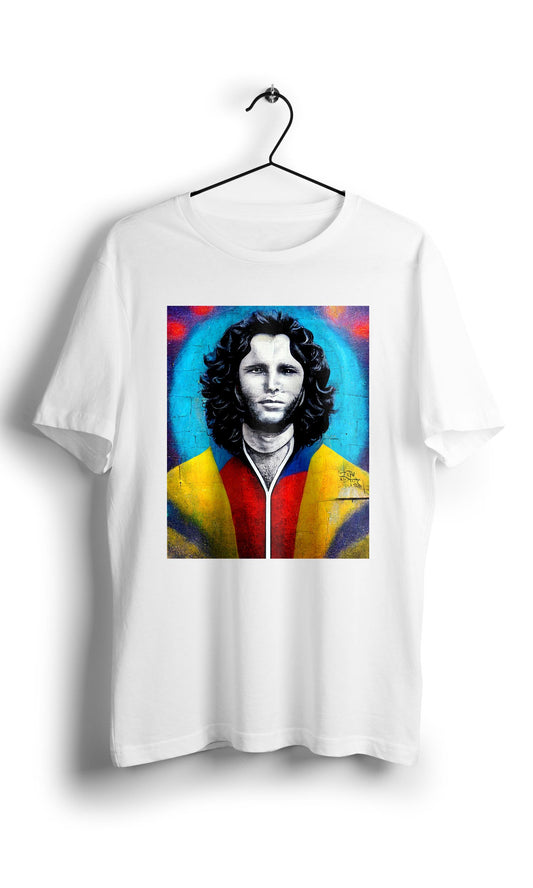 Smiley Jim Morrison in Eduardo Kobra street style -Digital Graphics Basic T-shirt White