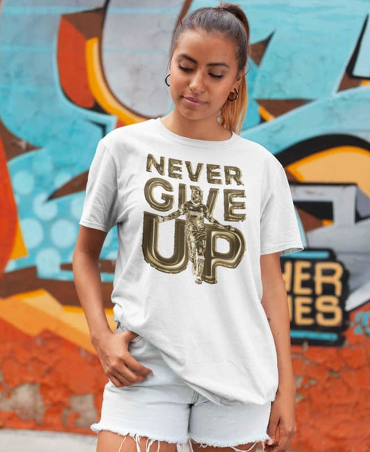 Golden Boy Mo Salah Never Give up - Digital Graphics Basic T-shirt White - NAV