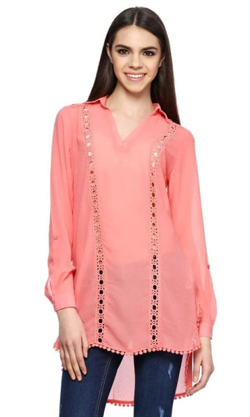 High Low Top- Pink - women shirts & blouses