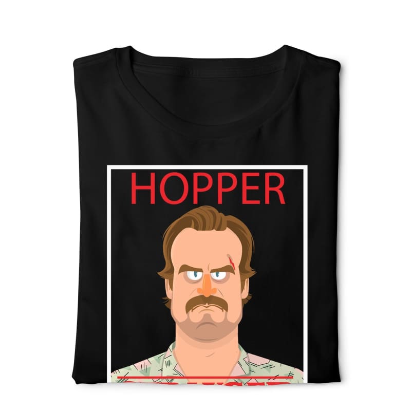 Hopper Stranger Things - Digital Graphics Basic T-shirt Black - POD